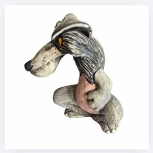 Ceramic Big Bad Wolf Figure Carved Collectible *Goebel?" 'CH' Signed